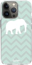 Casetastic Apple iPhone 13 Pro Hoesje - Softcover Hoesje met Design - Elephant Chevron Pattern Print