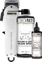 Monster Clipper Taper Blade White Cordless Tondeuse + Cosmeticall Stylingkam & Onderhoudskit - Diamond Like Carbon Gecoate Snijbladen - Zeer Krachtige Motor 6500 RMP - 180 Min. Wer