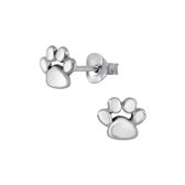 Joy|S - Zilveren kat hond dieren poot oorbellen - 7 x 6 mm