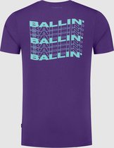 Ballin Amsterdam -  Heren Slim Fit   T-shirt  - Paars - Maat XL