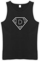 Zwarte Tanktop met letter D “ Superman “ Logo print Wit Size XXXL