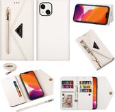 Apple iPhone 13 Mini Telefoonhoesje | Hoogwaardig Pu Leren Wallet Case | Pasjeshouder | Hoesje, Portemonnee en Tas in 1 | Wit
