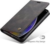 Iphone 13 Pro Max luxe leren hoesje flipcase zwart