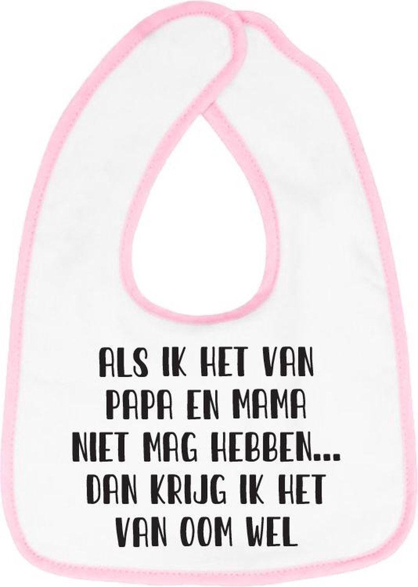Goedkoopste Hospitrix Slabbetje met Tekst Als ik het van papa en mama niet mag hebben… dan krijg ik het van oom wel Roze - Cadeau Zwangerschap - Baby Kwijldoek - Kwijllap - Morslap - Bavette - Bekendmaking - Aankondiging - Aanstaande Moeder - Moederdag