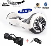 The SCOOTERSHOP Hoverboard WIT, BLUETOOTH, TAOTAO, SAMSUNG, 700Watt, DRAAGTAS Led verlichting, Afstandsbediening, Aluminium Design velgen, Rubberen bumpers