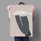 Gray Woman Portret Abstracte Collage Moderne Poster 15x20cm Multi-color
