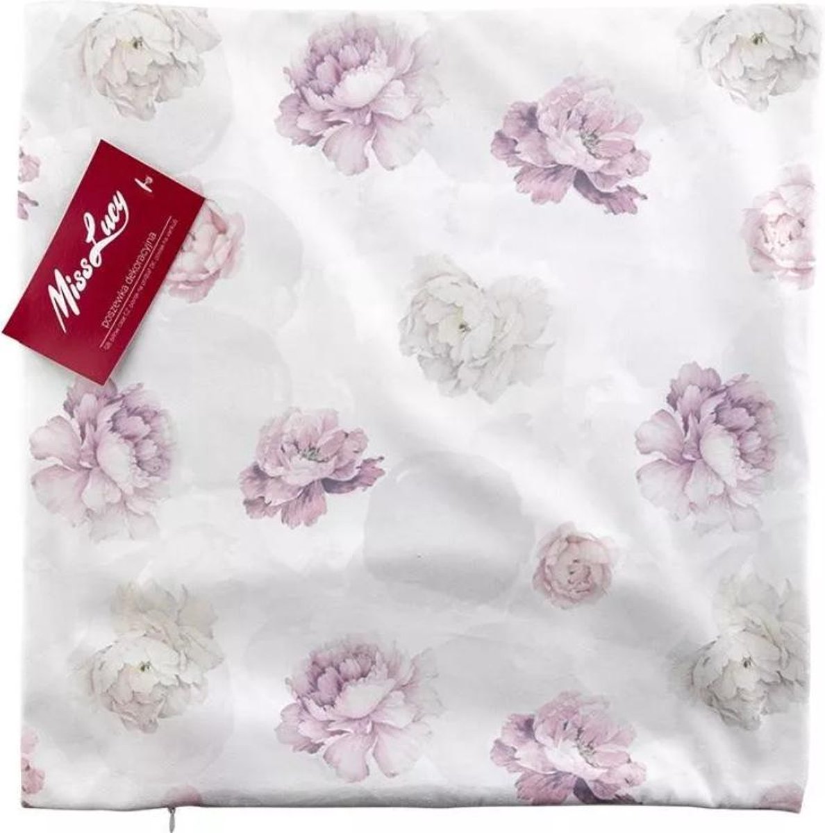 Miss Lucy - Flower - Kussenhoes – Kussensloop – Sierkussen – Sierkussenhoes – 40 x 40 cm - Wit gebloemd