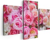 Artaza - Triptyque de peinture sur toile - Fond de roses roses - Fleurs - 90x60 - Photo sur toile - Impression sur toile