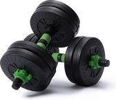 Bol.com 2-in-1 dumbbell set met drijfstang groen 10 kg aanbieding