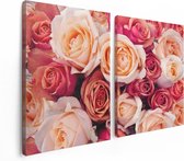 Artaza Canvas Schilderij Tweeluik Roze Rozen Achtergrond - Bloemen - 120x80 - Foto Op Canvas - Canvas Print