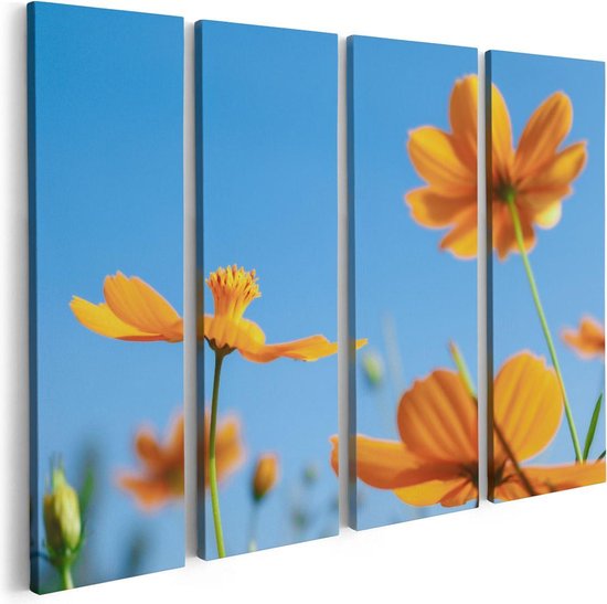 Artaza Peinture sur Toile Quadriptyque Fleurs de Cosmea Oranje - 80x60 - Photo sur Toile - Impression sur Toile