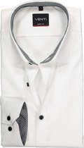 VENTI body fit overhemd - wit (zwart contrast) - Strijkvriendelijk - Boordmaat: 44