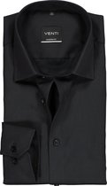 VENTI modern fit overhemd - zwart - Strijkvrij - Boordmaat: 41