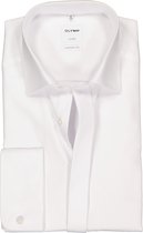 OLYMP Luxor comfort fit overhemd - smoking overhemd - wit - gladde stof met Kent kraag - Strijkvrij - Boordmaat: 47