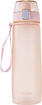 Stijlvolle Drinkbeker - 700ml - Roze - Merk Diller - Handig Sluitsysteem - Vaatwasbestendig