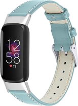 YONO Leer Bandje geschikt voor Fitbit Luxe - Vervangende Leren Armband - Lichtblauw