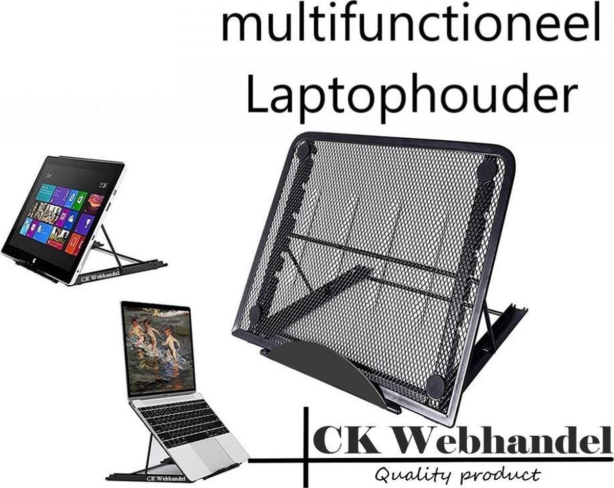 Universele Ergonomische Laptop Standaard 10-17’’inch - Laptop Houder - Tablet Houder/Standaard - Geschikt voor Macbook/Laptops/IPad/Tablets/Notebook/E-Reader - Tablet standaard voor Thuiswerken en op Kantoor - Laptop steun - Boekenstandaard - Zwart