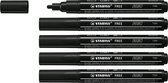 STABILO FREE - Acryl Marker - T300 - Ronde Punt - 2-3 mm - Zwart - Doos 5 stuks