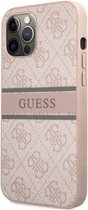 Guess 4G Printed Stripe Back Case iPhone 12 Pro Max (6.7") - Roze