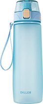 Stijlvolle Drinkbeker - 700ml - Turquoise blauw - Merk Diller - Handig Sluitsysteem - Vaatwasbestendig