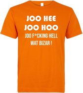 T-shirt oranje Joo Hee Joo Hoo Joo F*cking Hell Wat Bizar | race supporter fan shirt | Grand Prix circuit Zandvoort 2021 | Formule 1 fan | Max Verstappen / Red Bull racing supporter  | maat L
