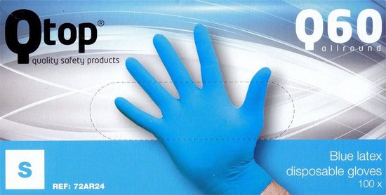 100 stuks QTOP Small Wegwerp handschoenen Latex Blauw Ongepoederd | bol.com