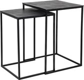 Zwarte salontafel met zwart metalen onderstel (2-delige set) (r-000SP31671)