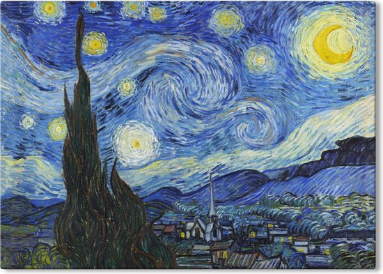 Canvas Schilderij De Sterrennacht - Vincent van Gogh - 70x50 cm