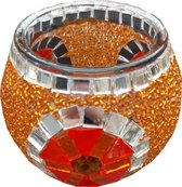 De Groen Home Mosaic Vase - Verres - Lumière du vent - Lumière atmosphérique - Bougeoir - Oranje/ Rouge