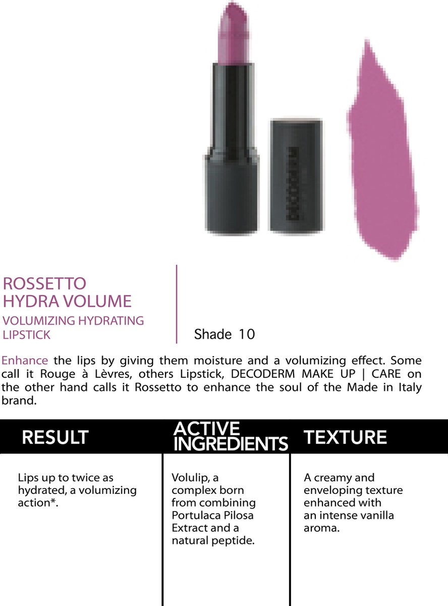 ROSSETTO HYDRA VOLUME 10 VOLUMIZING HYDRATING LIPSTICK 4ML