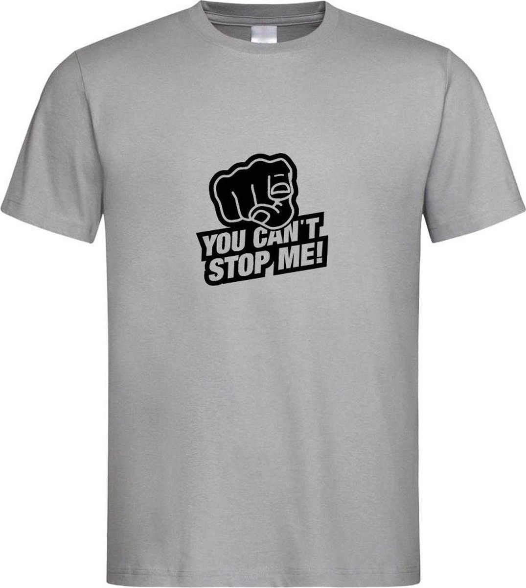 Grijs T-Shirt met “You Can't stop Me “ print Zwart Size S