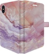 Apple iPhone X/10/XS Telefoonhoesje - Portemonneehoesje  - Met pasjeshouder - Met Marmerprint - Marmer - Roze