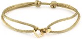 Michelle Bijoux armband twee hartjes goud touw Khaki JE13589