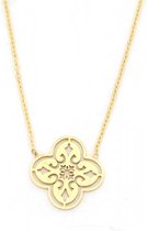 Ketting met hanger bloem-roestvrij staal-goudkleurig-42 cm-Musthaves