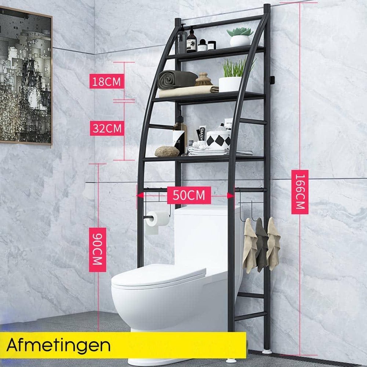Relaxdays ombouwkast wasmachine kast ombouw toilet 162 cm hoog chroom