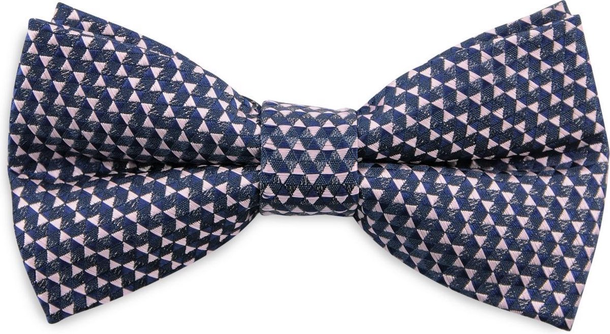 We Love Ties - Strikken - Strik Triangle Trip blauw roze - marineblauw / roze
