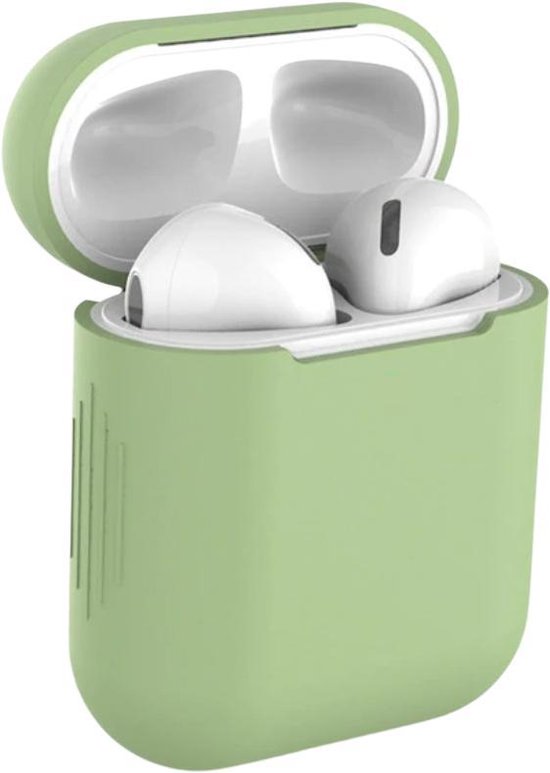 Foto: Studio air airpods hoesje siliconen case soepel airpod hoesje licht groen voor airpods 1 en 2