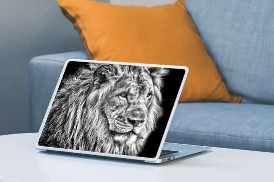Sticker ordinateur portable - 12,3 pouces - Portrait - Lion - Zwart - Wit