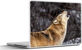 Laptop sticker - 12.3 inch - Wolf - Winter - Bos - 30x22cm - Laptopstickers - Laptop skin - Cover
