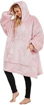 Oversized Hoodie Deken - Roze - Hoodie Blanket - Heren en Dames - Fleece Deken - Unisex - Met Capuchon