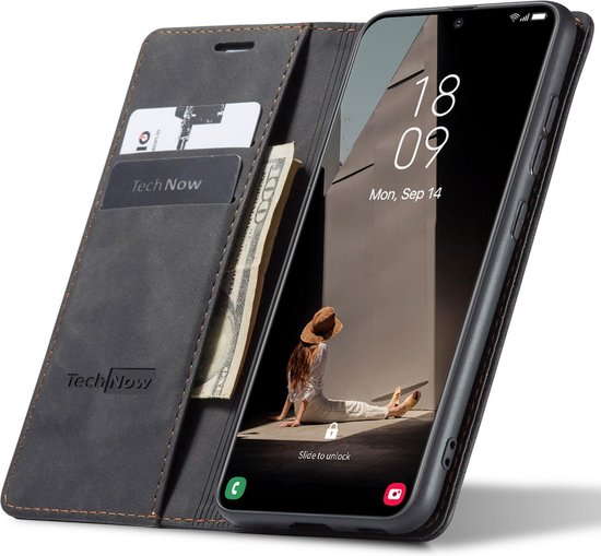 Hoesje geschikt voor Samsung Galaxy S21 FE - Book Case Leer Slimline Zwart