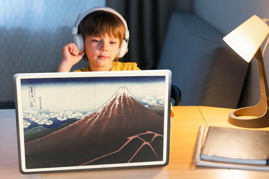 Sticker pour ordinateur portable - 15,6 pouces - Orage au pied du Mont Fuji - Peinture de Katsushika Hokusai