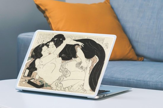 Sticker pour ordinateur portable - 15,6 pouces - Veuve et jeune homme - Peinture de Katsushika Hokusai