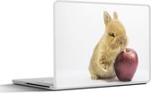 Laptop sticker - 17.3 inch - Konijn - Baby - Appel - 40x30cm - Laptopstickers - Laptop skin - Cover