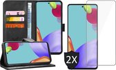 Hoesje geschikt voor Samsung Galaxy A52 - Book Case Zwart - Portemonnee - Met 2x Screenprotector