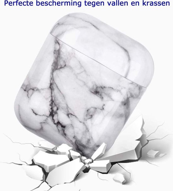 Studio Air® Airpods 2 Hoesje Marmer - Stevige Airpods Case ook geschikt als Airpods 1 Hoesje - Zilver Zwart
