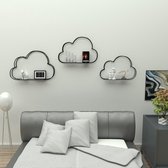 Wandrek wolken van WDMT™ | set van 3 stuks | Wolken | Industrieel wandrek metaal | Eenvoudig te bevestigen | Zwart