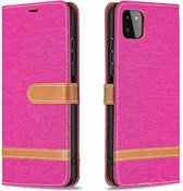 Hoesje geschikt voor Samsung Galaxy S21 Ultra - Bookcase - Pasjeshouder - Portemonnee - Vintage - Stof - Kunstleer - Roze