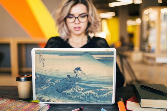 Autocollant pour ordinateur portable - 15,6 pouces - Kajikazawa dans la province de Kai - peinture de Katsushika Hokusai