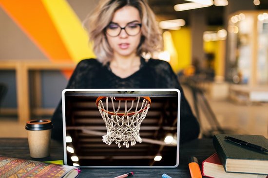 Sticker pour ordinateur portable - 12,3 pouces - Un filet de basket d'un panier